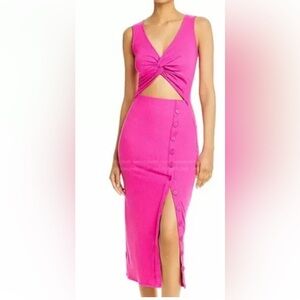 FORE fuschia cut outs midi dress